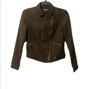 Lapis Brown Soft Faux suede Jacket